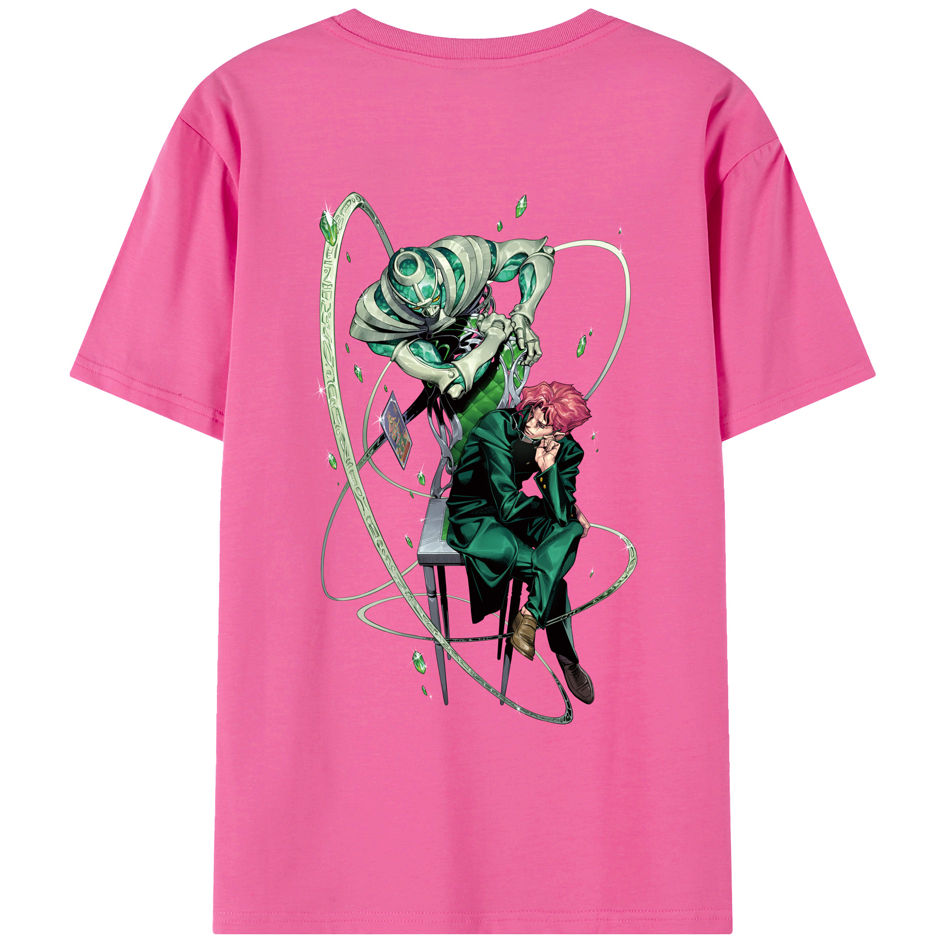 （画像用） ジョジョの奇妙な冒険 花京院 典明（かきょういん のりあき） JoJo's Bizarre Adventure Kakyoin Noriaki レディース半袖Tシャツ(バックプリント)